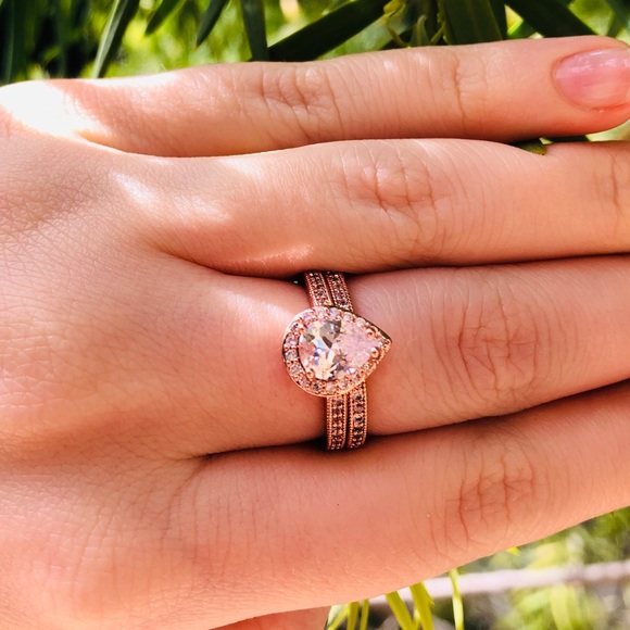 NWOT 2 pcs /set water drop sterling silver ring - Picture 5 of 9